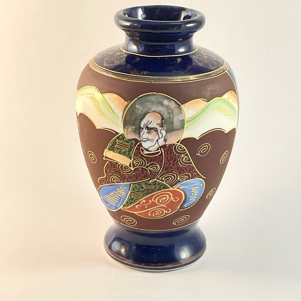 Vintage Japanese Handpainted Moriage Urn Geisha Shogun Asian Decor